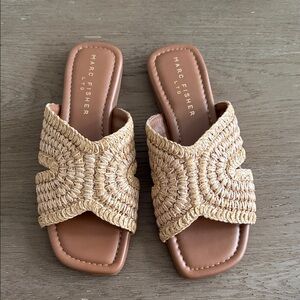 Marc Fisher Natural Woven Slide Sandals